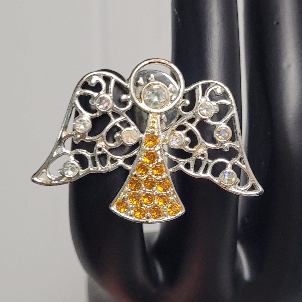 Elegant Silver and Gold Angel Brooch